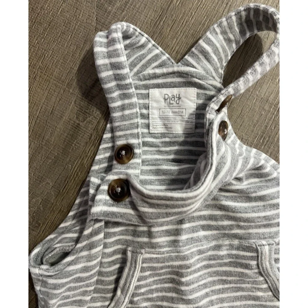 Little Sleepies white and grey overalls and black long sleeve bodysuit 12-18 - Picture 3 of 7
